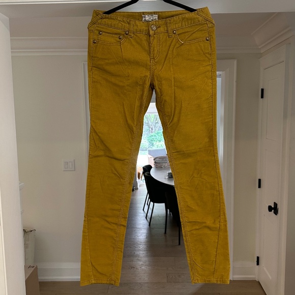 Free People Pants - Free People Mustard Gold Fine Wale Corduroy Jeans - Size 29